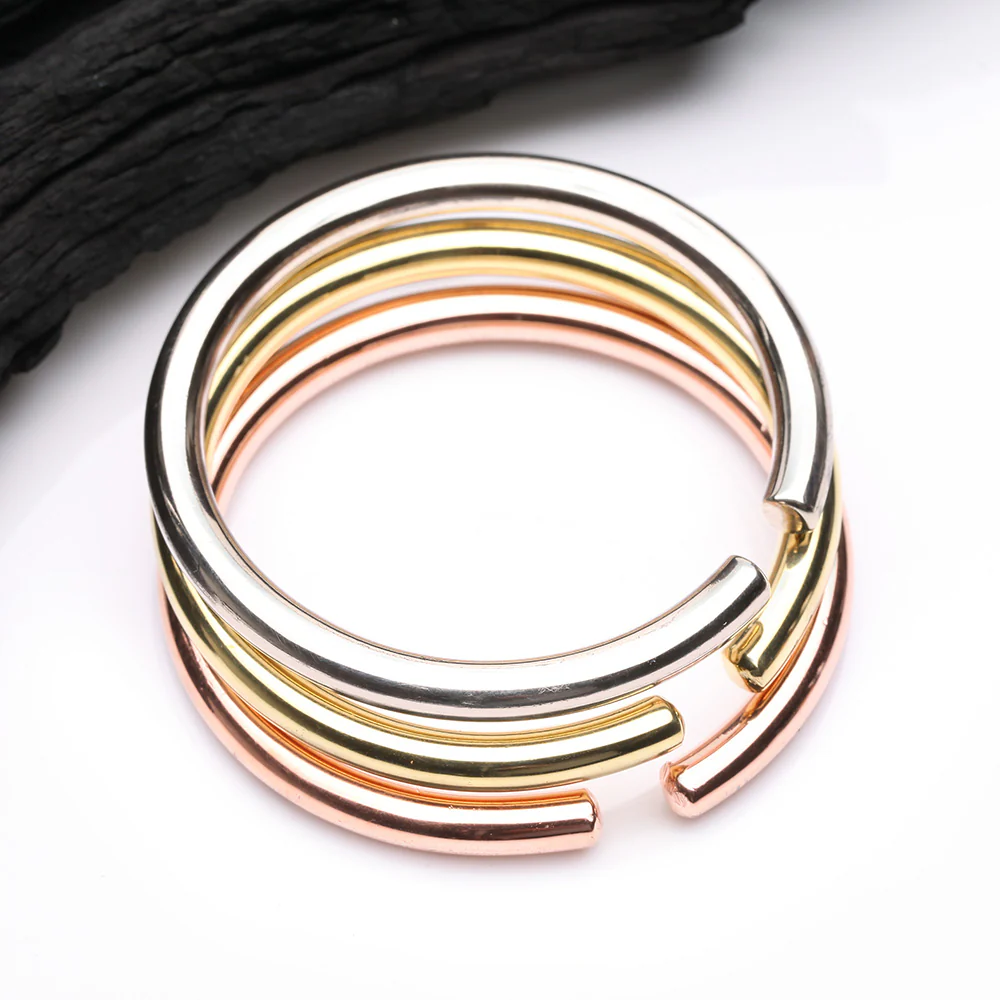 A Pair of Solid White Brass Hoop Ear Weight Hanger - Image 4