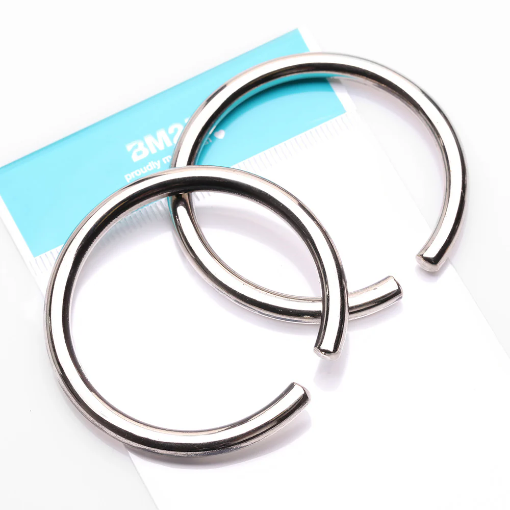 A Pair of Solid White Brass Hoop Ear Weight Hanger - Image 5