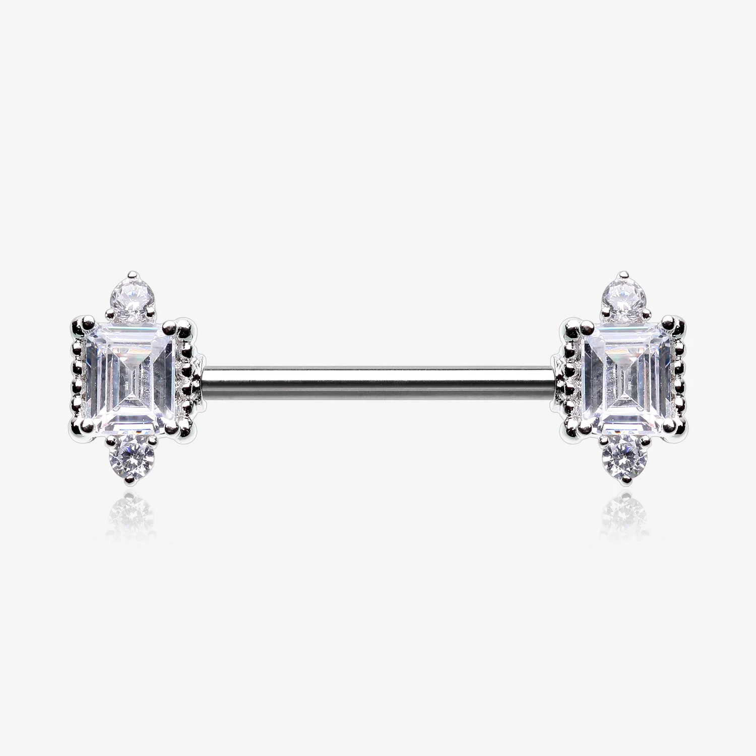 A Pair of Sparkle Renaissance Princess Cut Nipple Barbell