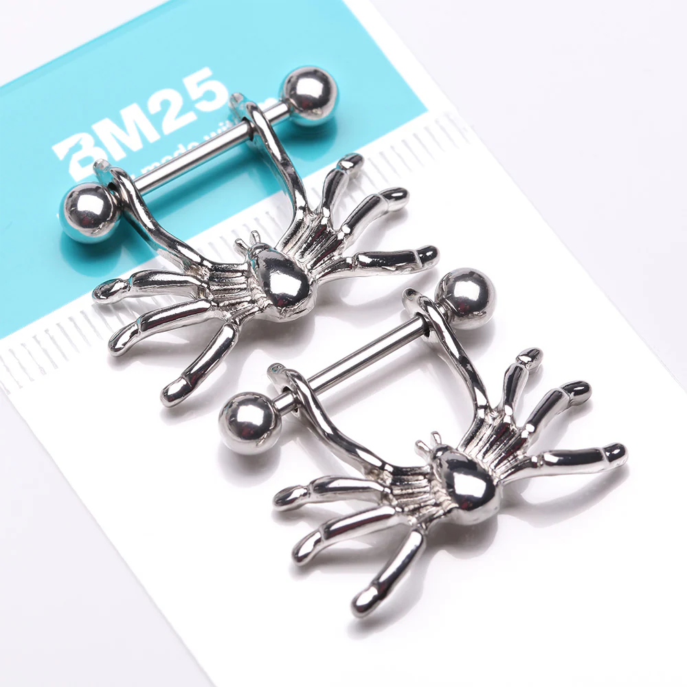 A Pair of Spider Dangle Steel Nipple Shield - Image 4