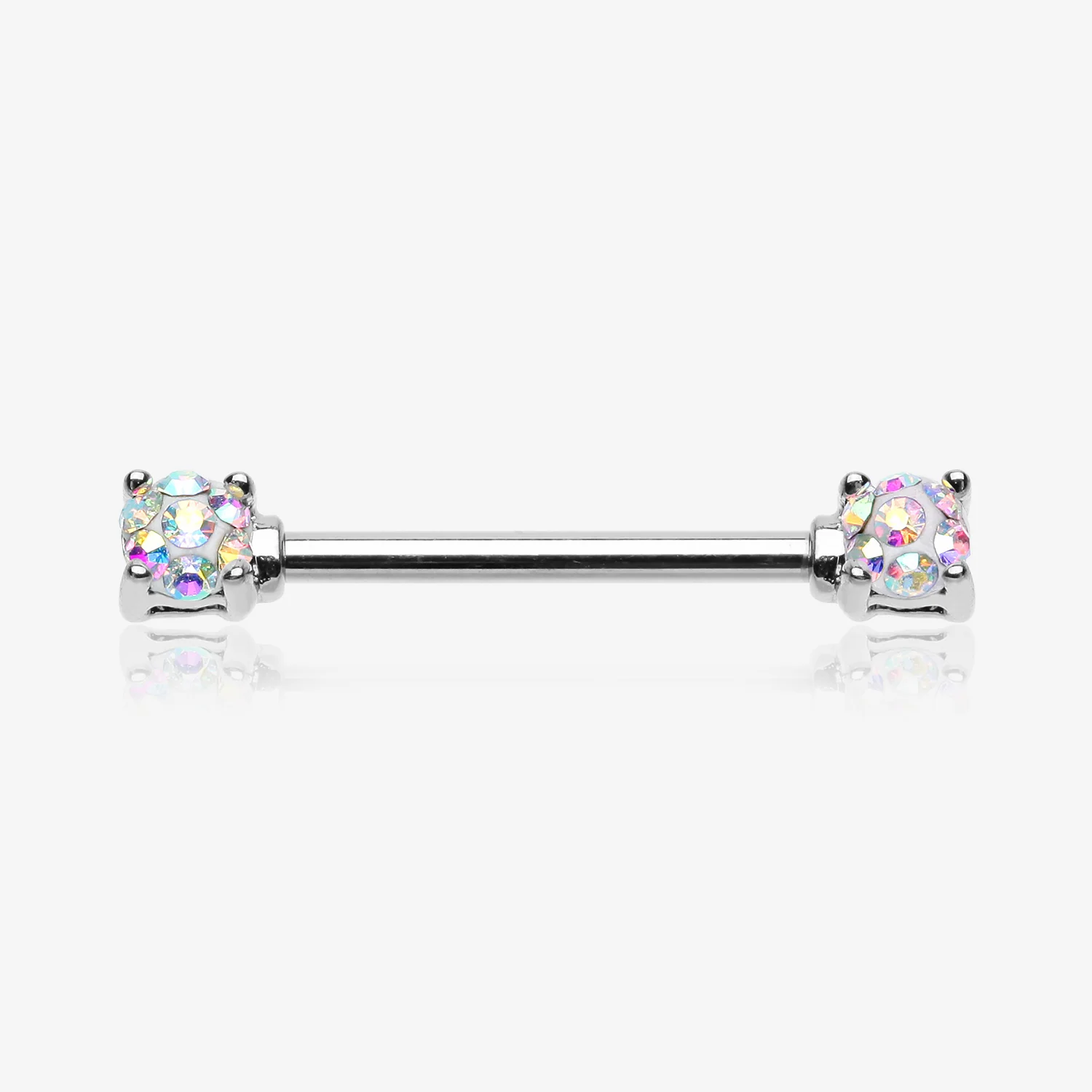 A Pair of Sprinkle Dot Multi-Gem Sparkle Prong Set Nipple Barbell