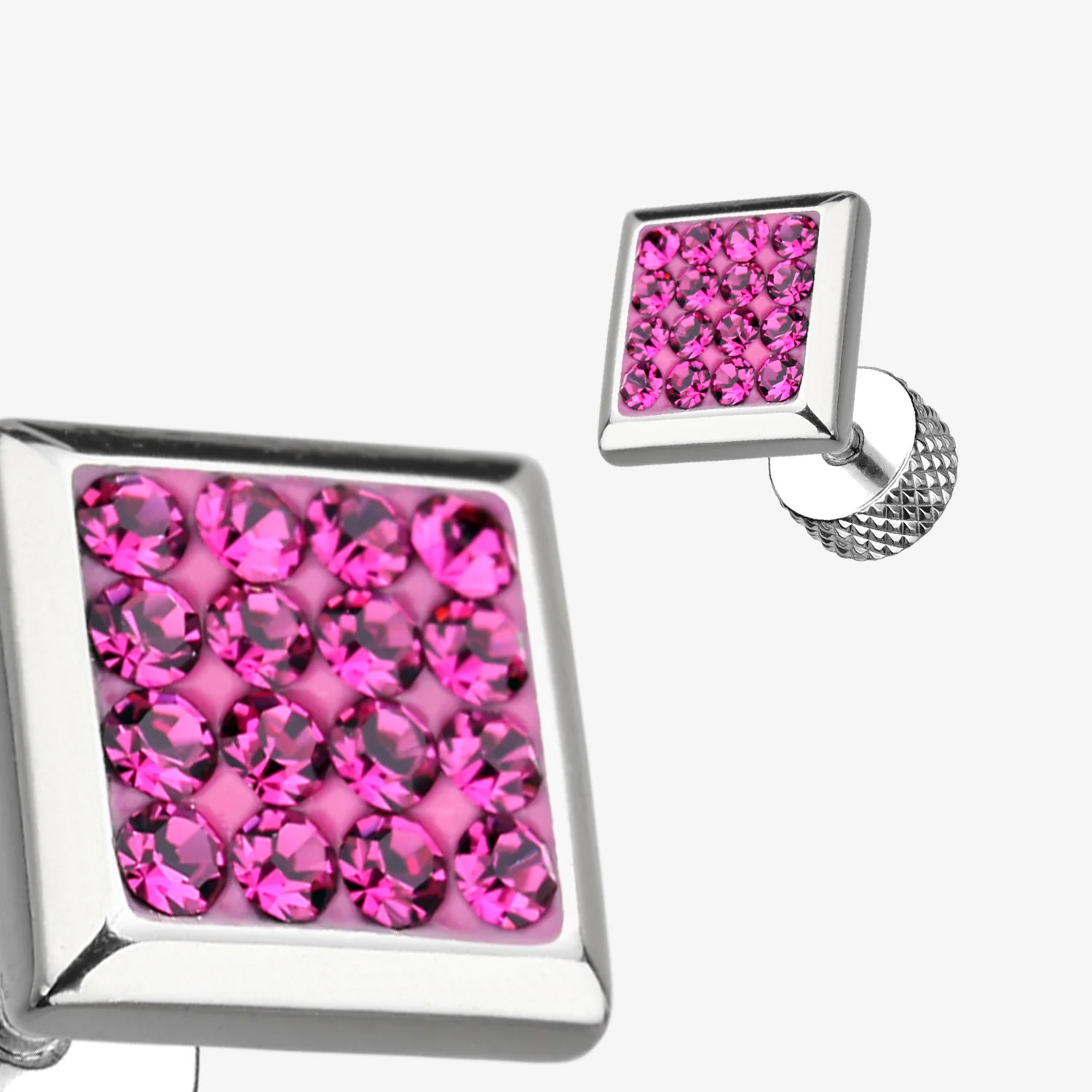 A Pair of Square Multi-Gem Sparkle Fake Plug Earring* - Image 2