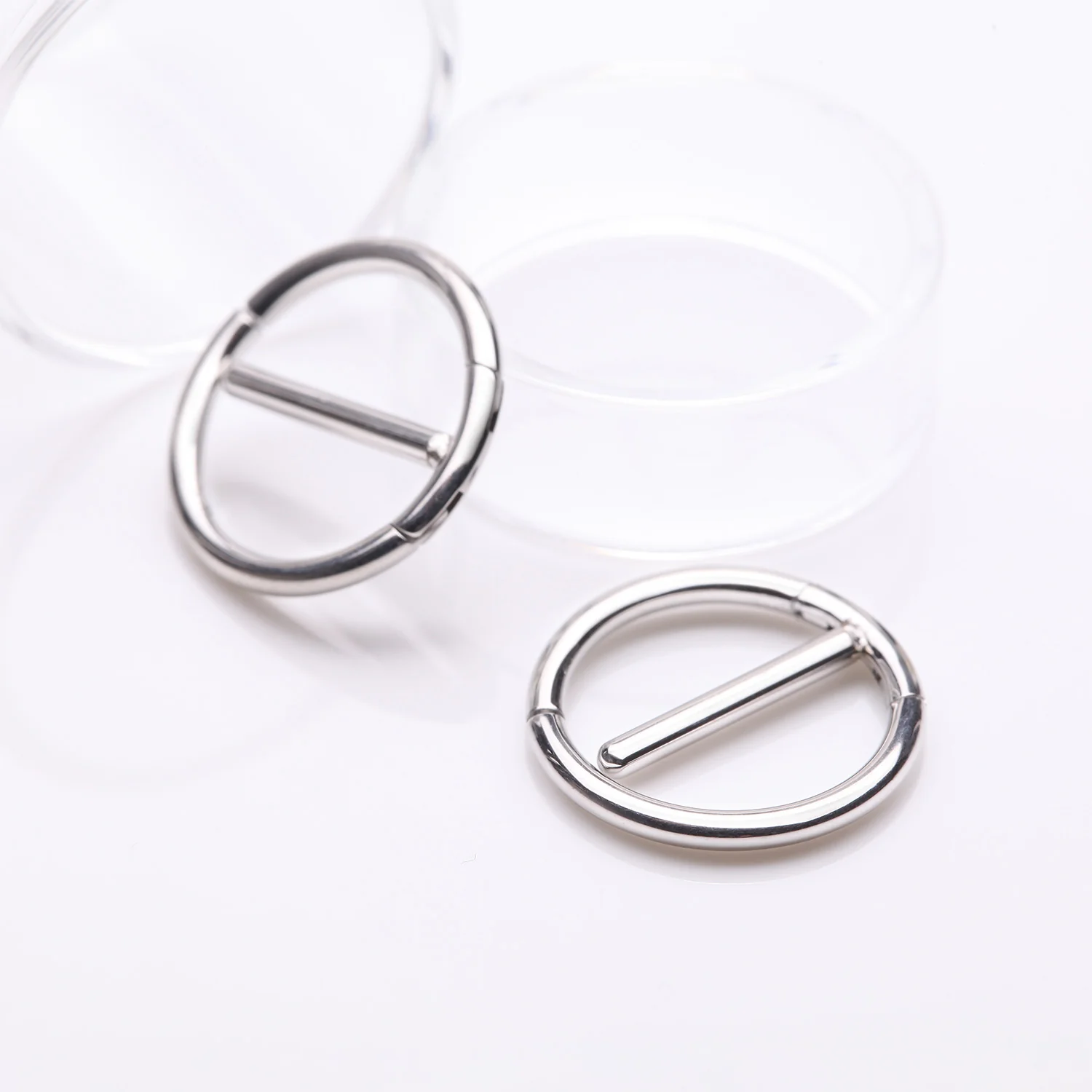 A Pair of Steel Dual Hinged Classic Hoop Nipple Clicker - Image 2