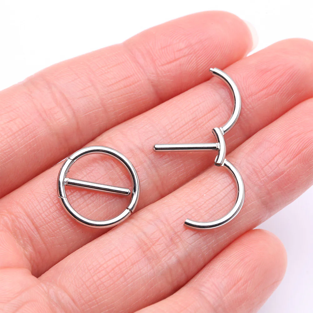 A Pair of Steel Dual Hinged Classic Hoop Nipple Clicker - Image 3