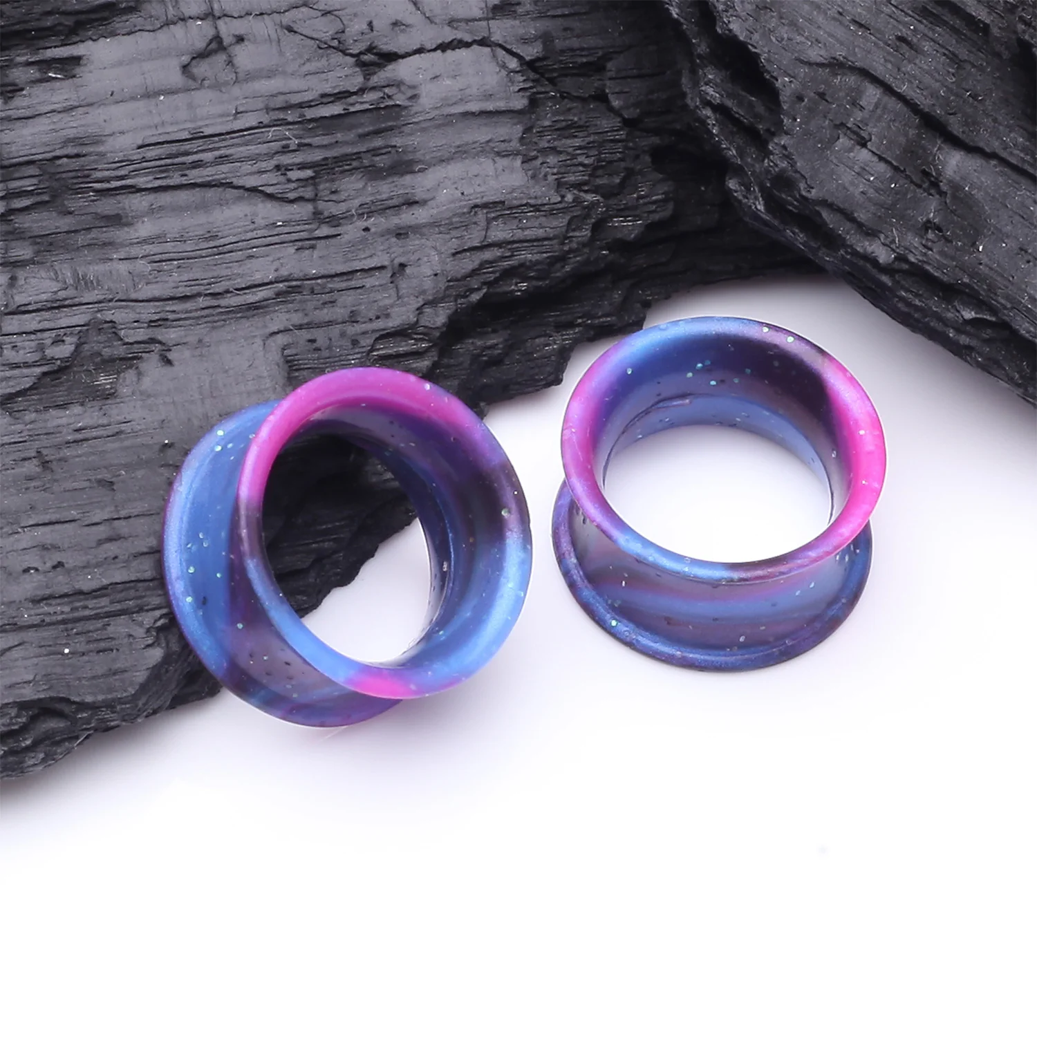 A Pair of Ultra Flexible Cosmo Galaxy Silicone Double Flared Tunnel Plug - Image 2