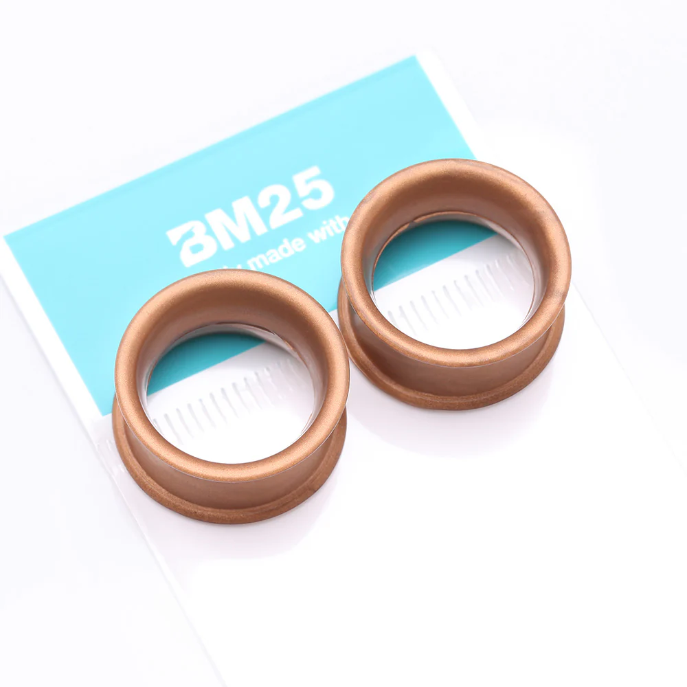 A Pair of Ultra Flexible Metallic Bronze Silicone Double Flared Tunnel Plug - Image 5