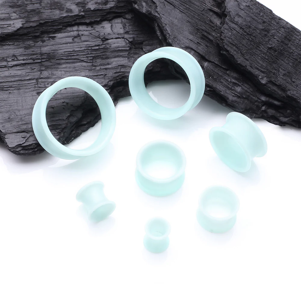 A Pair of Ultra Flexible Pastel Mint Silicone Double Flared Tunnel Plug - Image 3
