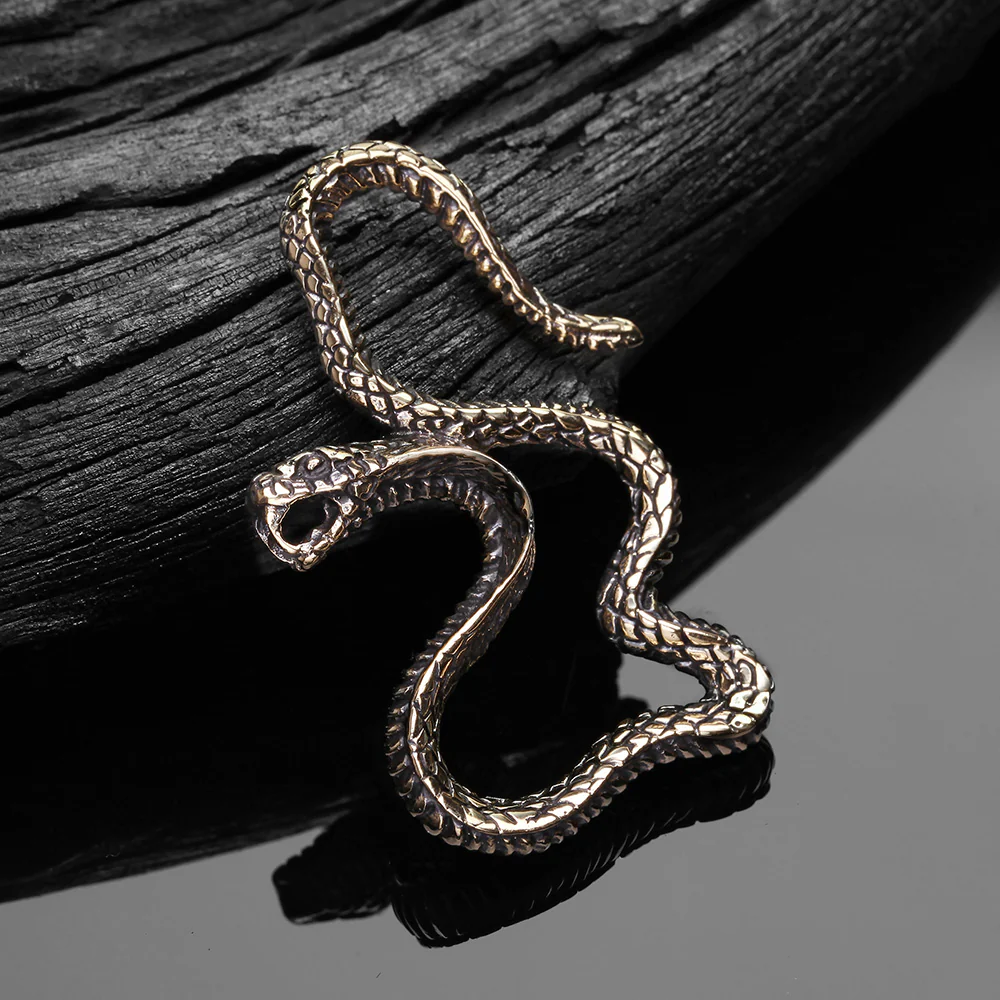 A Pair Of Vicious Cobra Snake Dance Golden Brass Hoop Ear Weight Hanger - Image 3