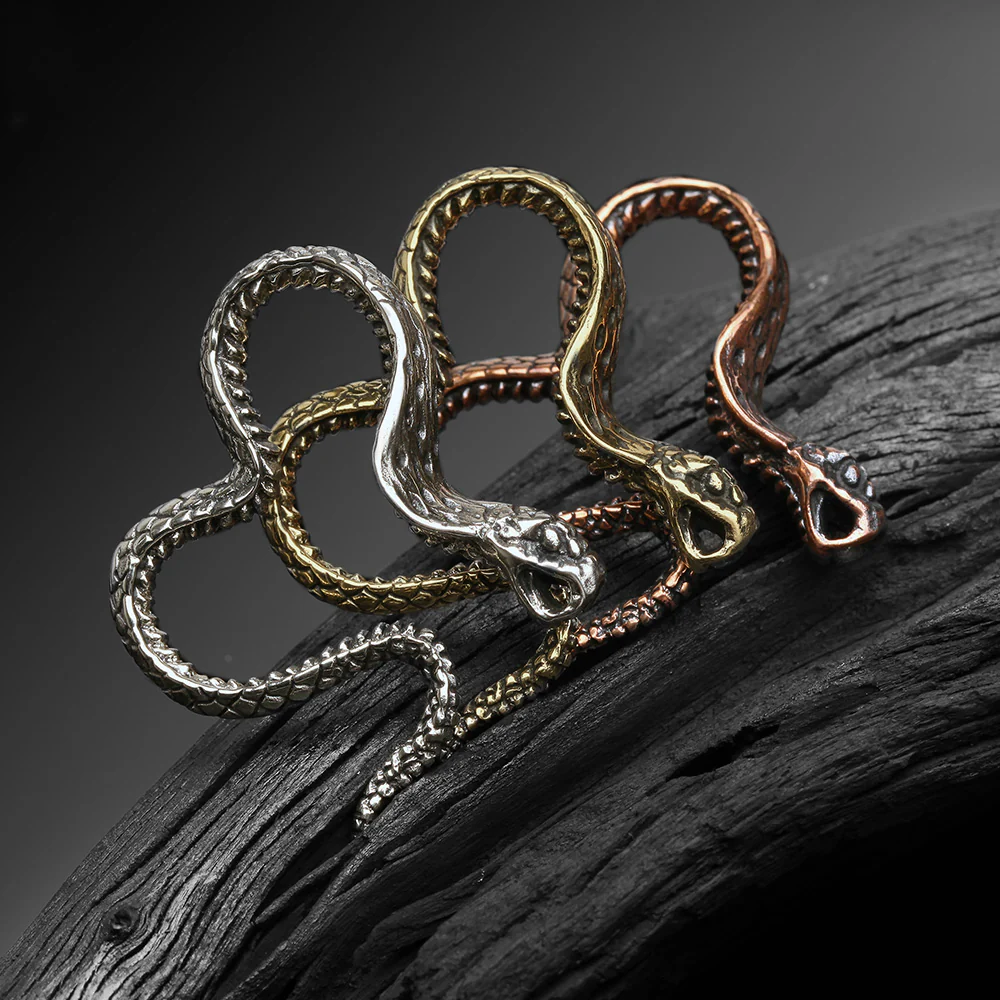A Pair of Vicious Cobra Snake Swirl Copper Hoop Ear Weight Hanger - Image 4