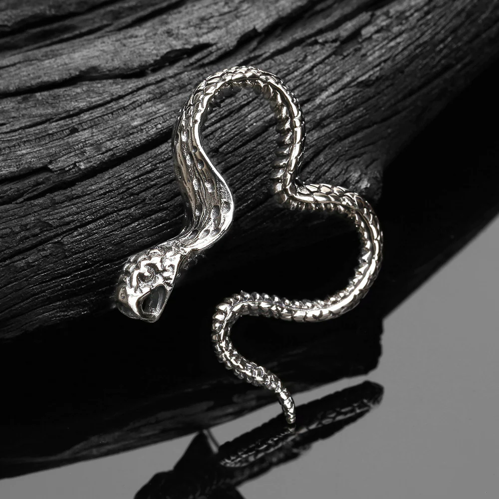 A Pair of Vicious Cobra Snake Swirl White Brass Hoop Ear Weight Hanger - Image 3