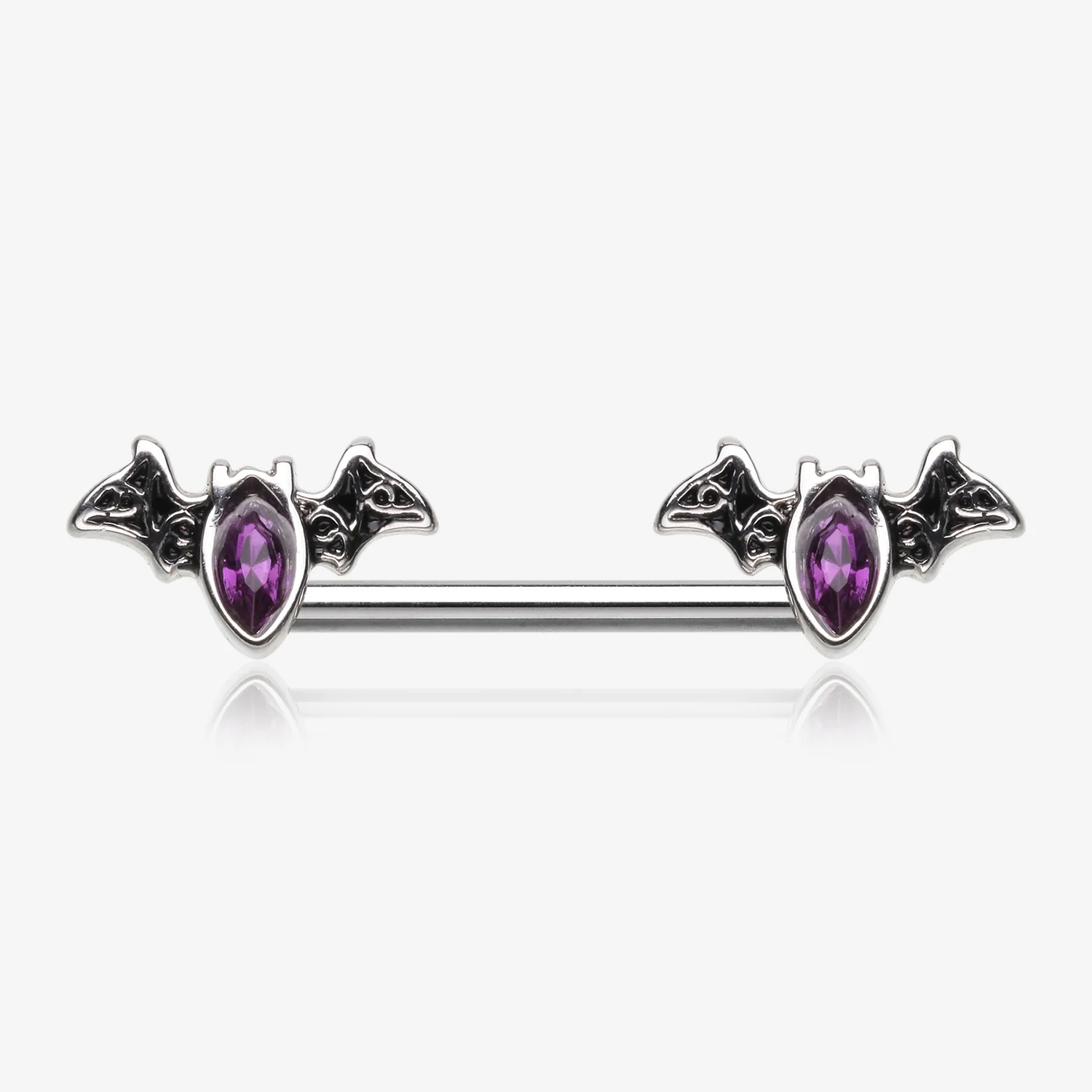 A Pair of Victorian Goth Bat Sparkle Nipple Barbell