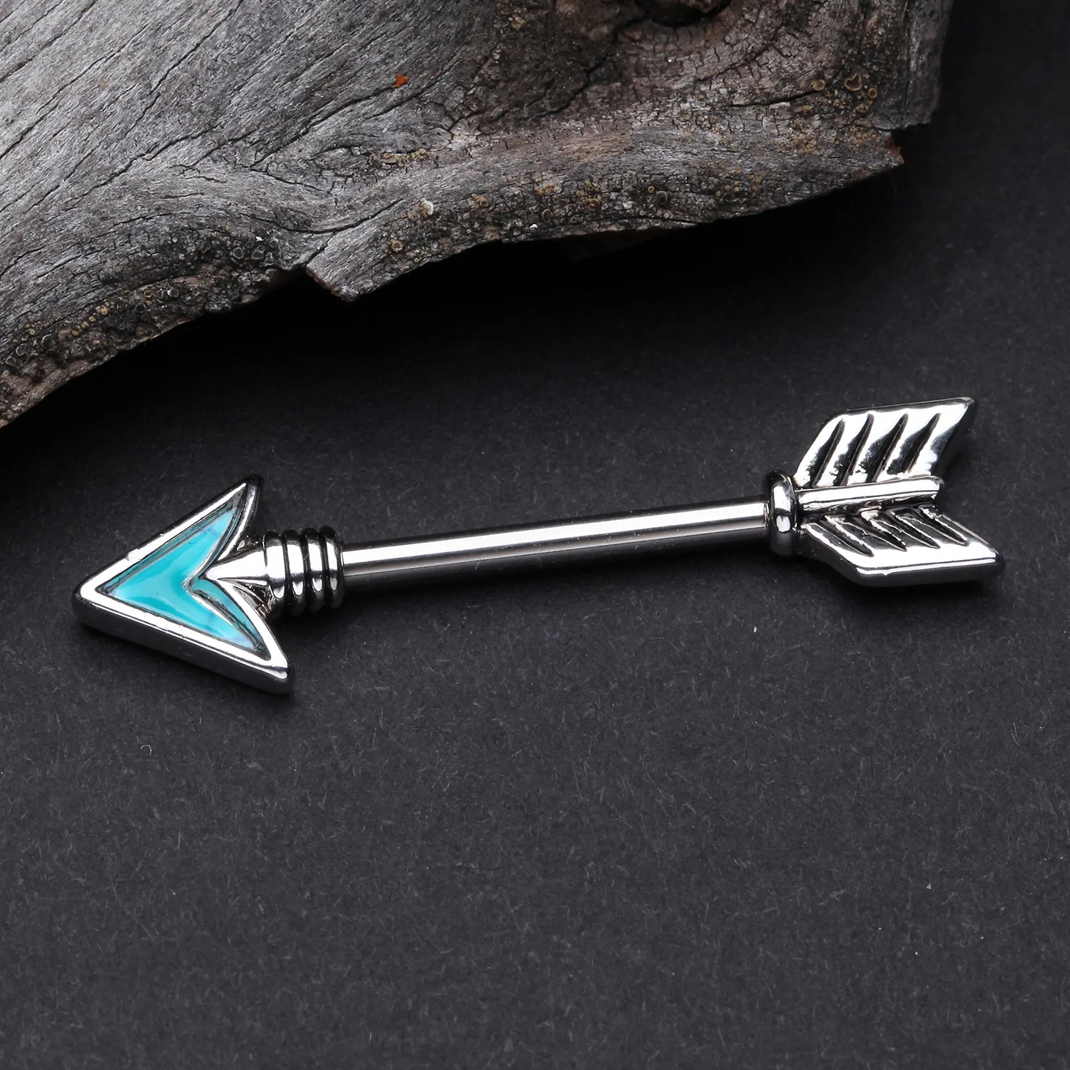 A Pair of Vintage Arrow Turquoise Nipple Barbell - Image 2