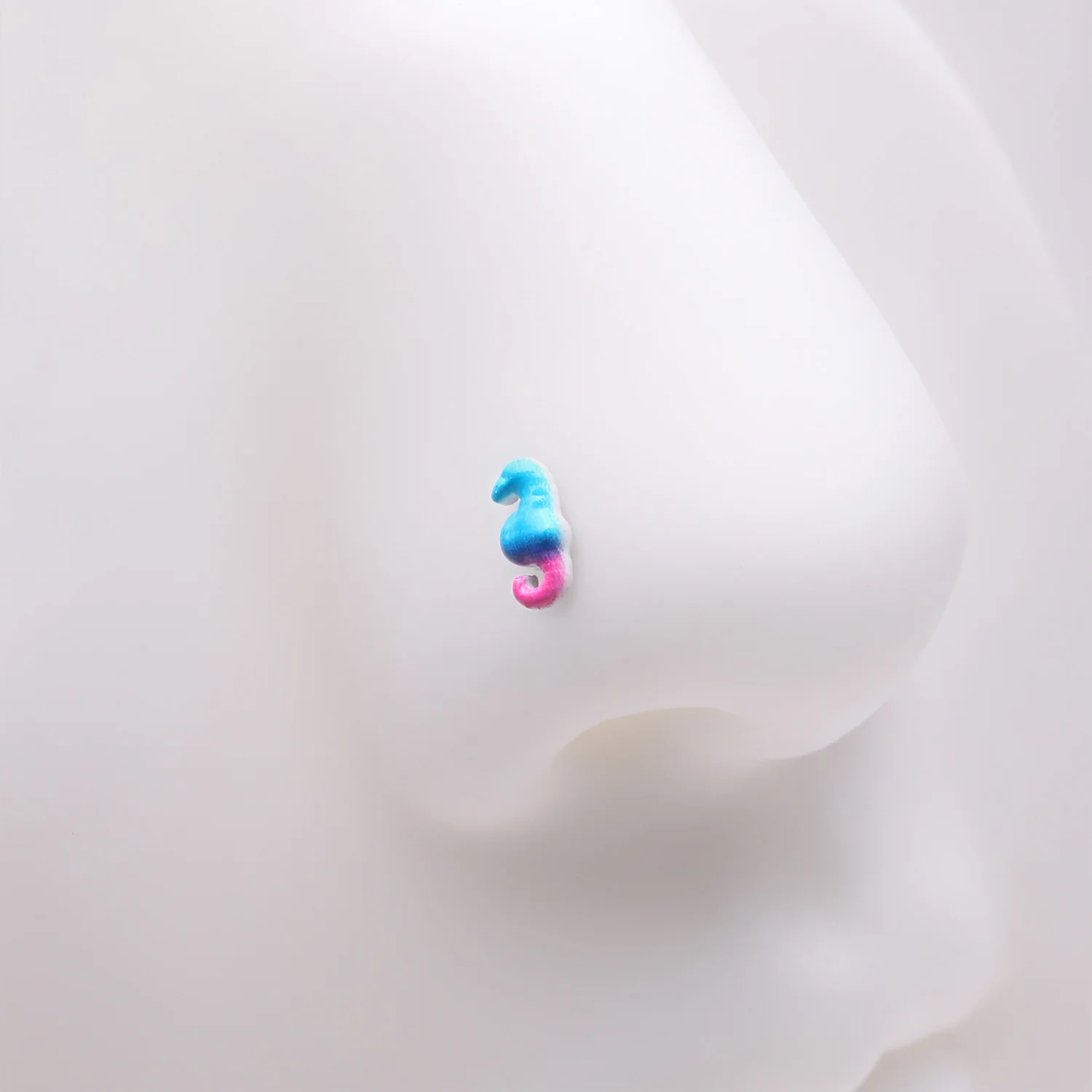 Adorable Blurple Seahorse Nose Stud Ring - Image 2