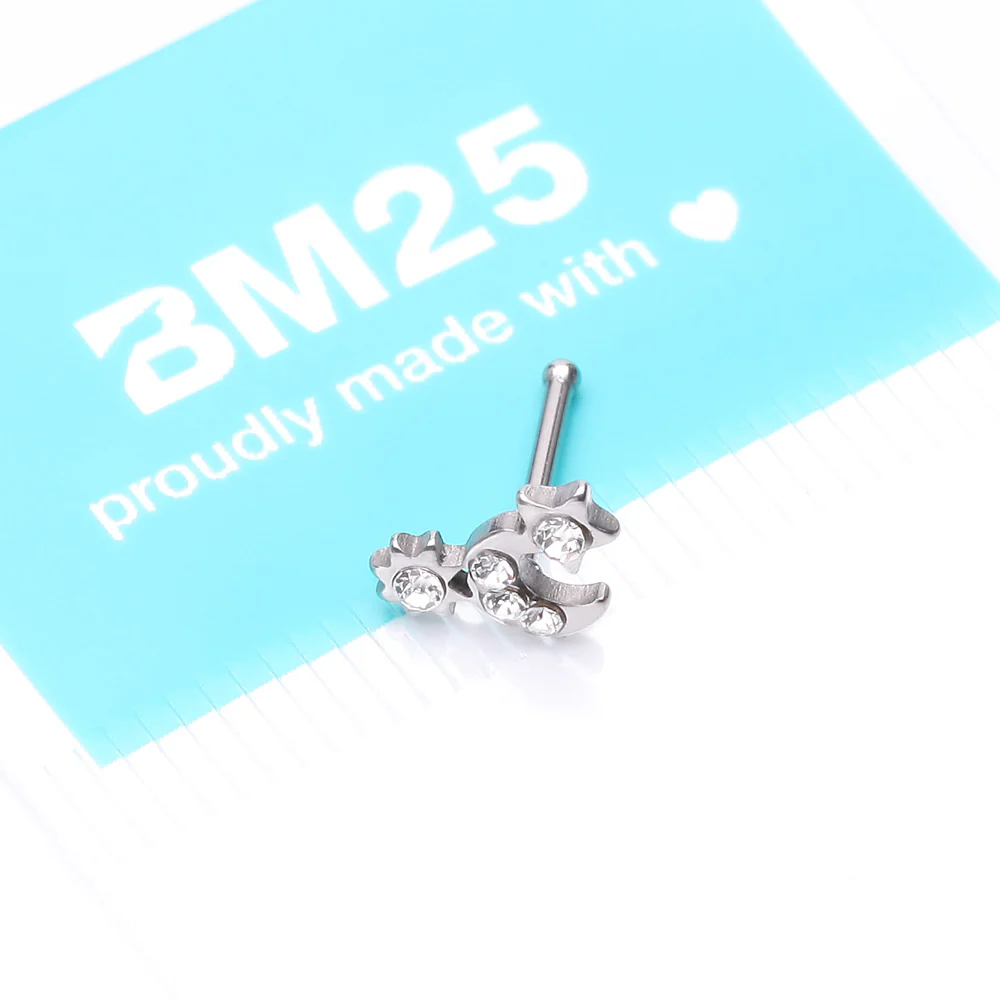 Adorable Celestial Sun Moon Star Sparkle Nose Stud Ring - Image 5