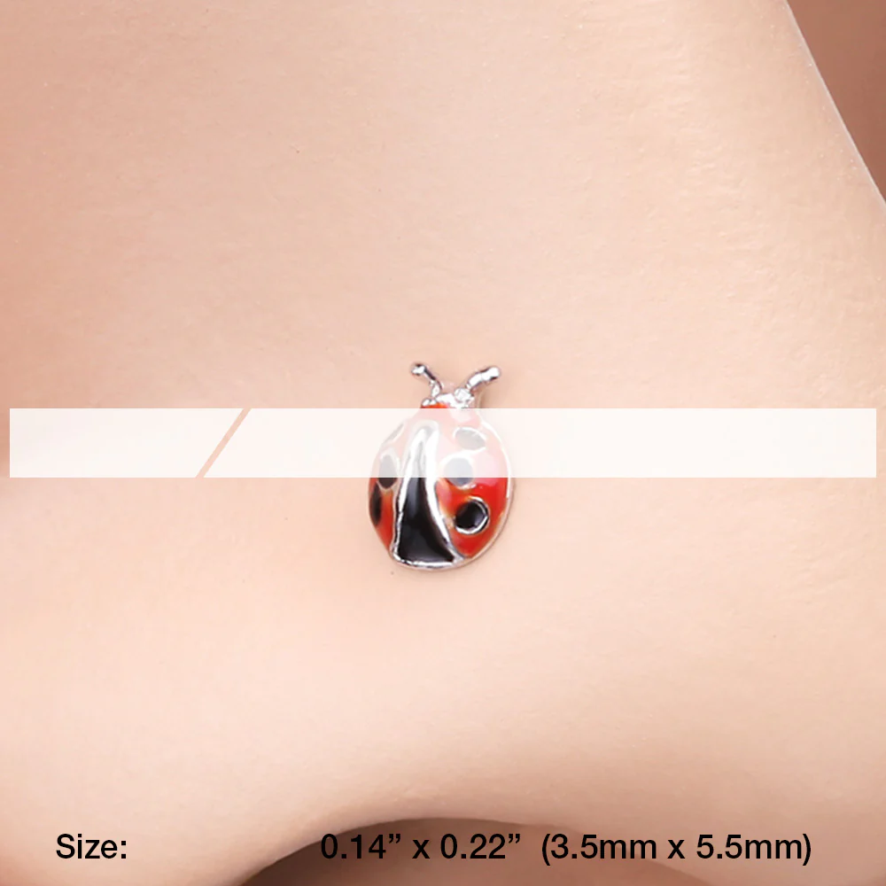 Adorable Dainty Ladybug L-Shaped Nose Ring - Image 3