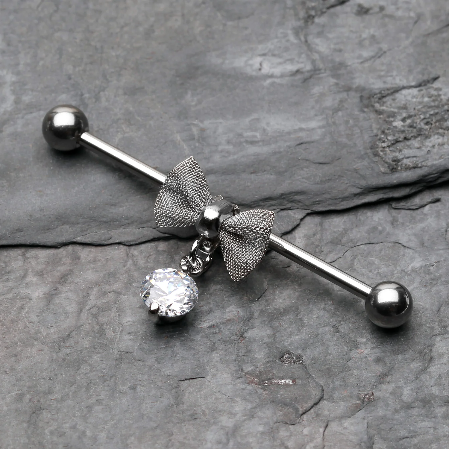 Adorable Mesh Bow-Tie Industrial Barbell - Image 2