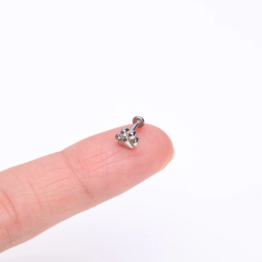 Adorable Paw Internally Threaded Steel Labret - Image 3
