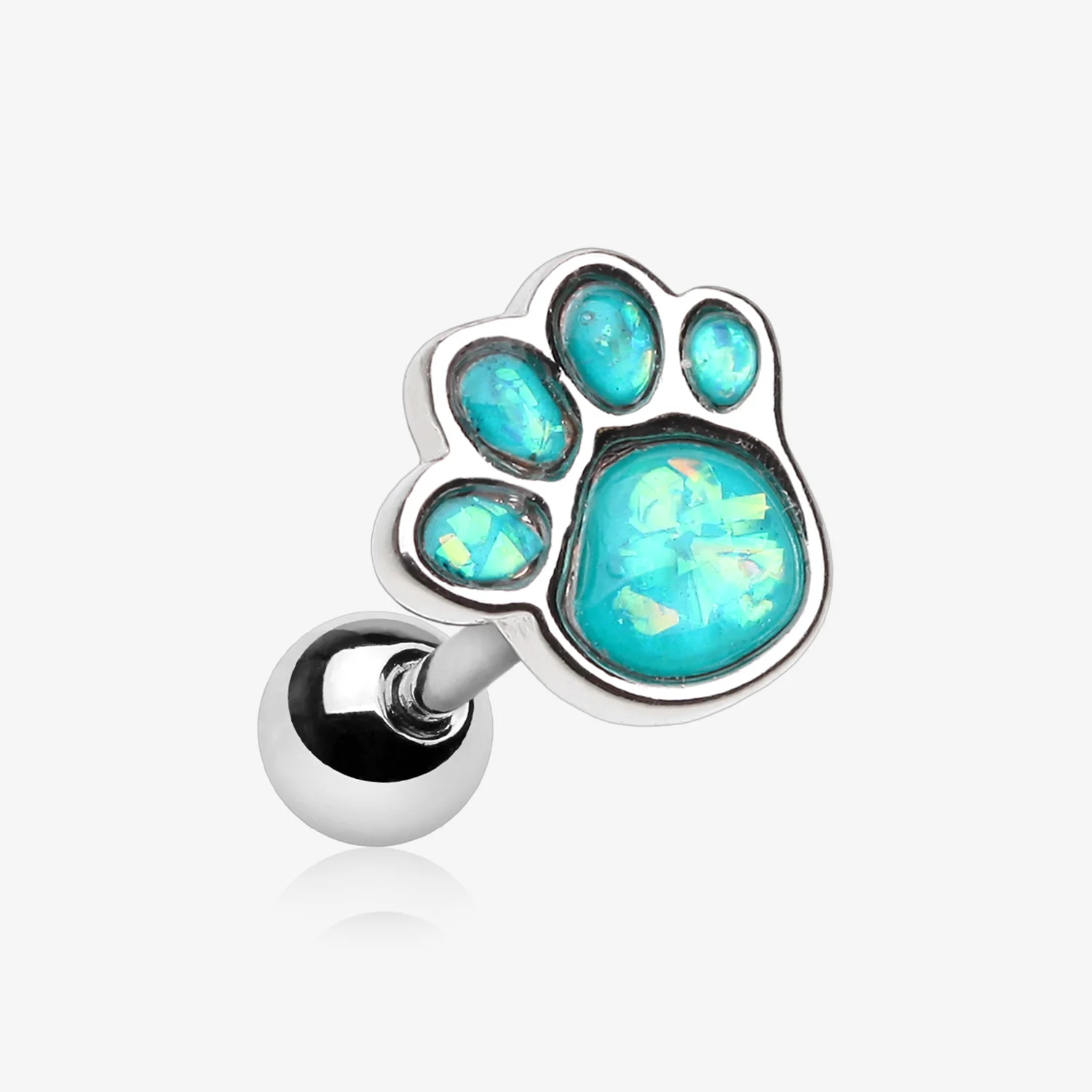Adorable Paw Print Opal Sparkle Cartilage Tragus Earring