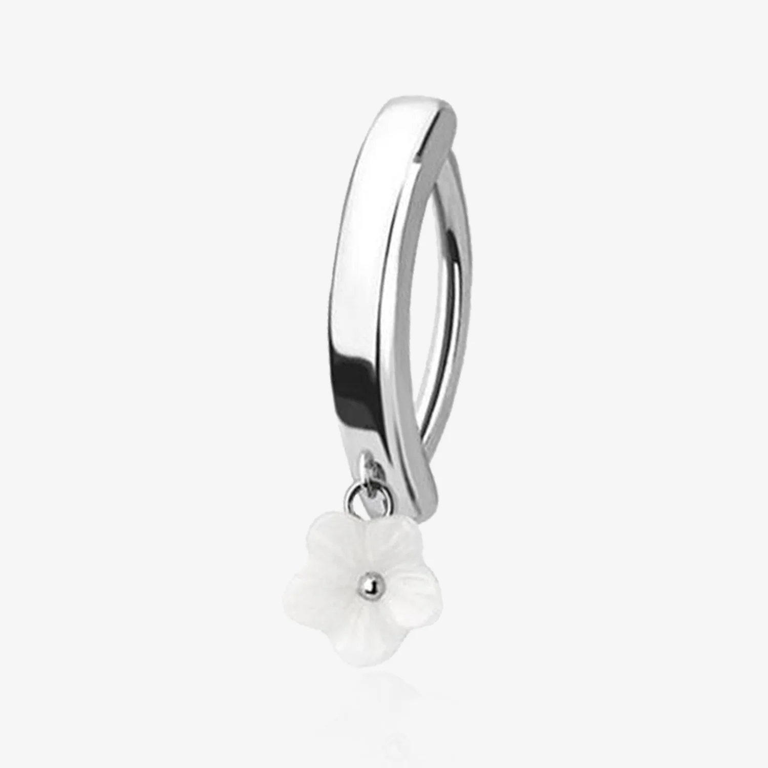 Adorable Plumeria Flower Dangle Minimalist Curved Bar Belly Clicker