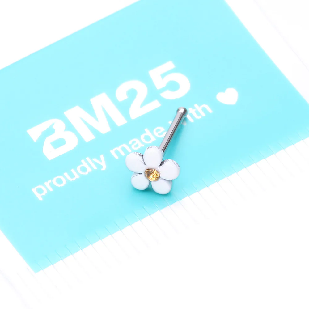Adorable White Plumeria Flower Nose Stud Ring - Image 5
