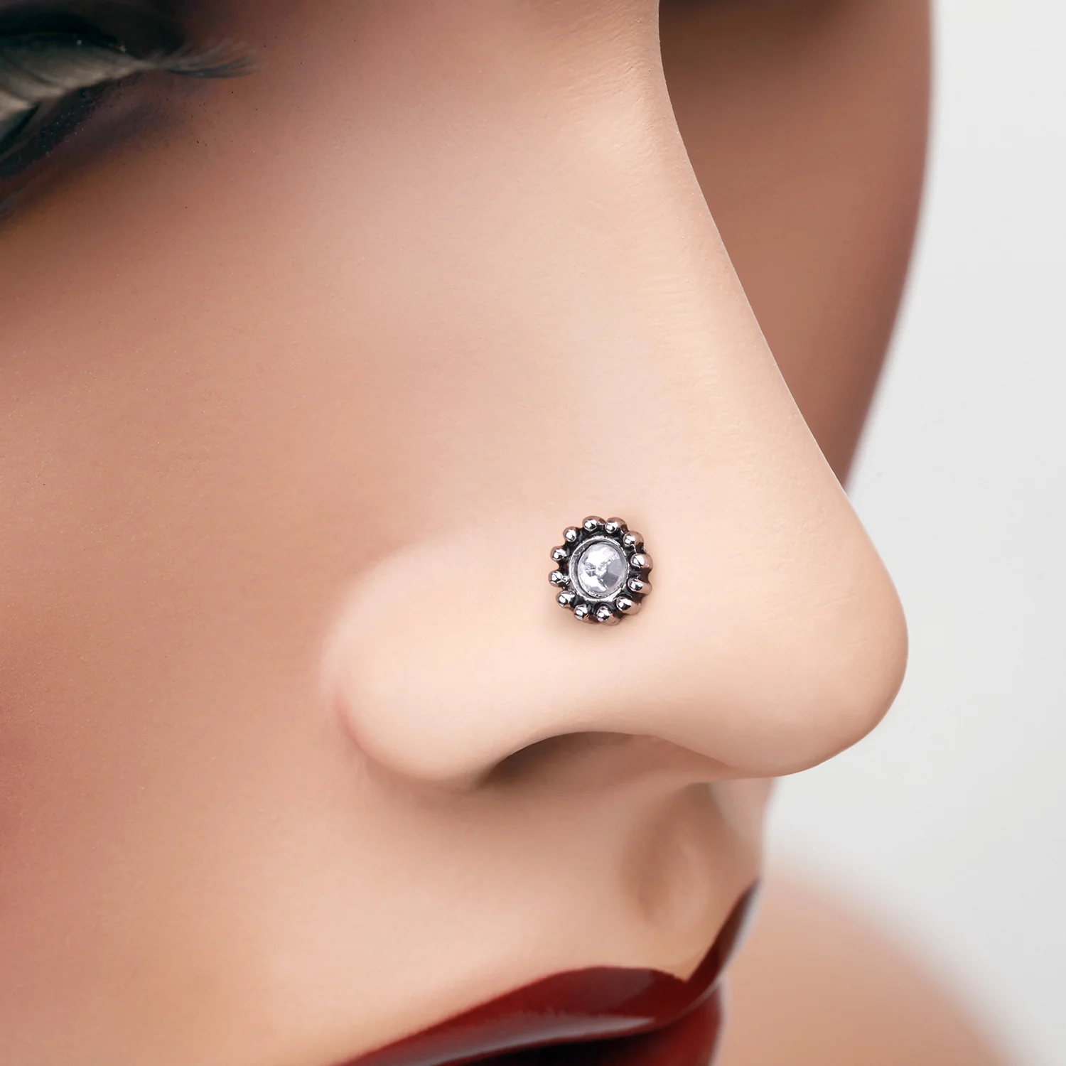 Aira Filigree Sparkle Icon Nose Stud Ring - Image 2