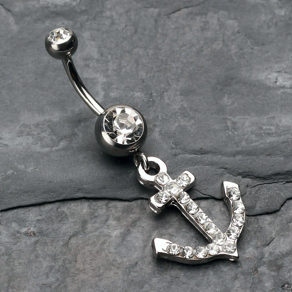 Anchor Gem Sparkle Belly Ring - Image 3
