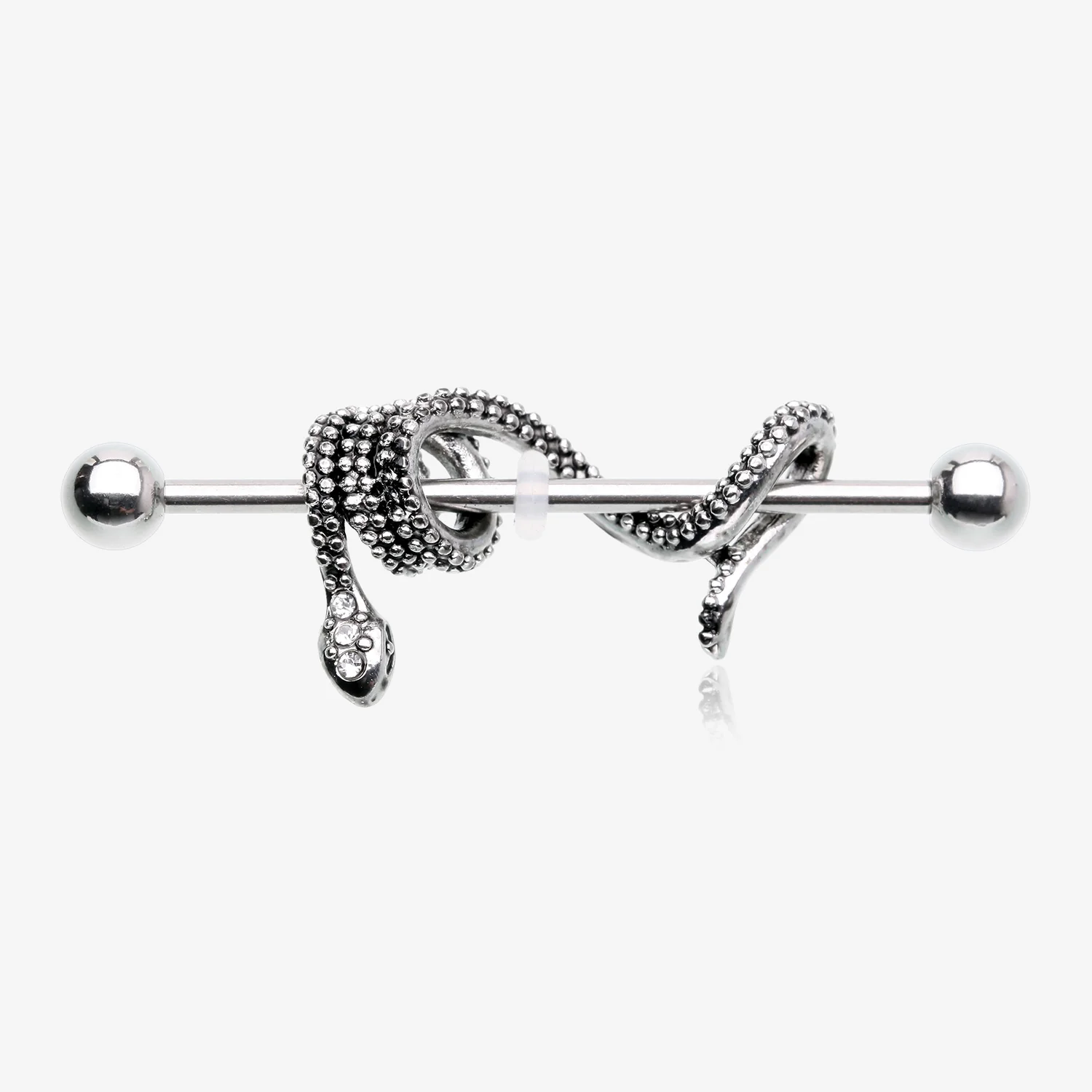Antique Serpent Snake Sparkle Steel Industrial Barbell