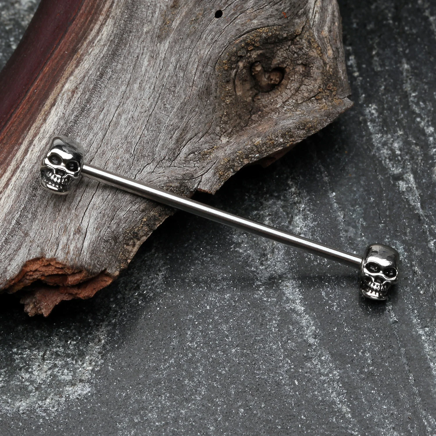 Apocalyptic Skull Industrial Barbell - Image 2