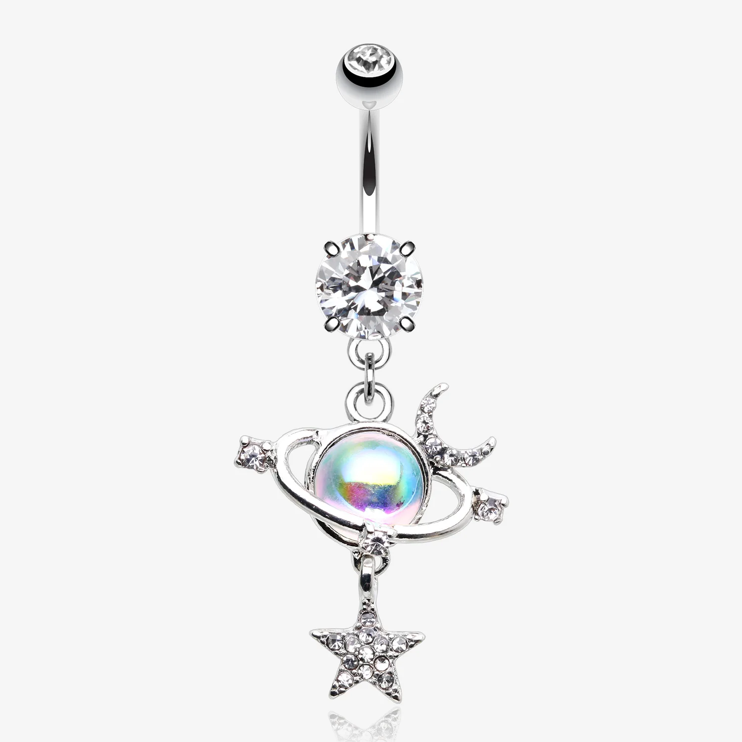 Aurora Celestial Sparkle Sun and Moon Orbit Belly Button Ring