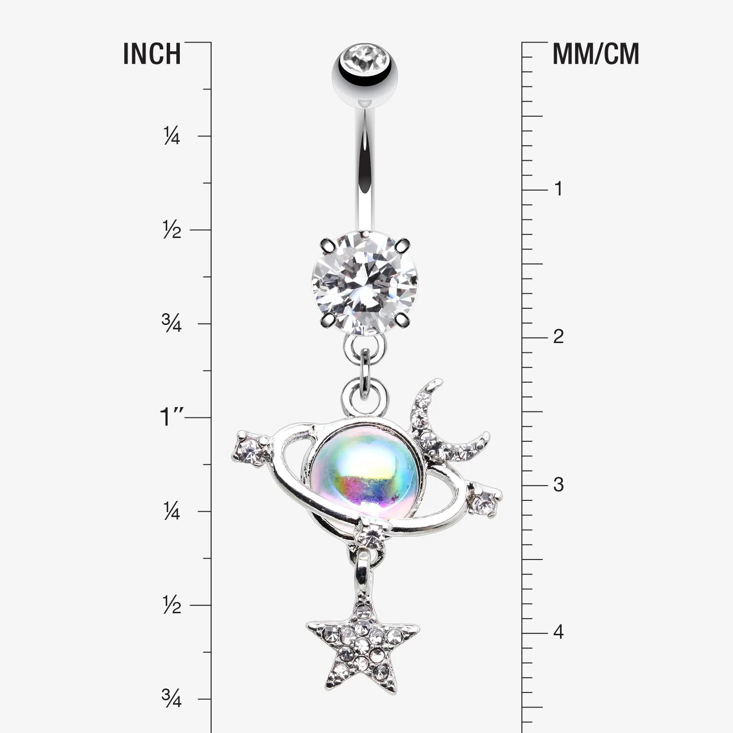 Aurora Celestial Sparkle Sun and Moon Orbit Belly Button Ring - Image 2