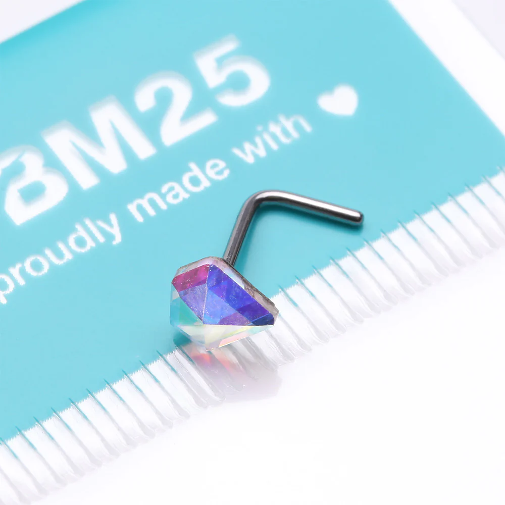 Aurora Diamond Icon Sparkle L-Shaped Nose Ring - Image 4