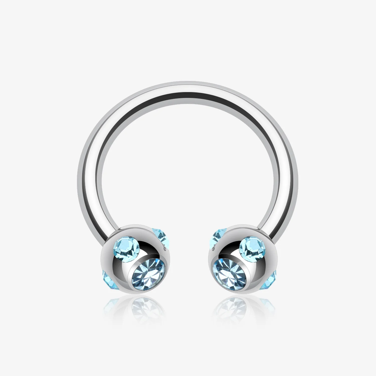 Aurora Gem Ball Steel Horseshoe Circular Barbell