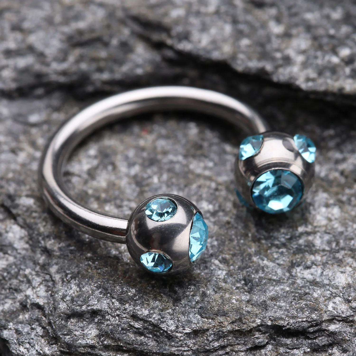 Aurora Gem Ball Steel Horseshoe Circular Barbell - Image 2