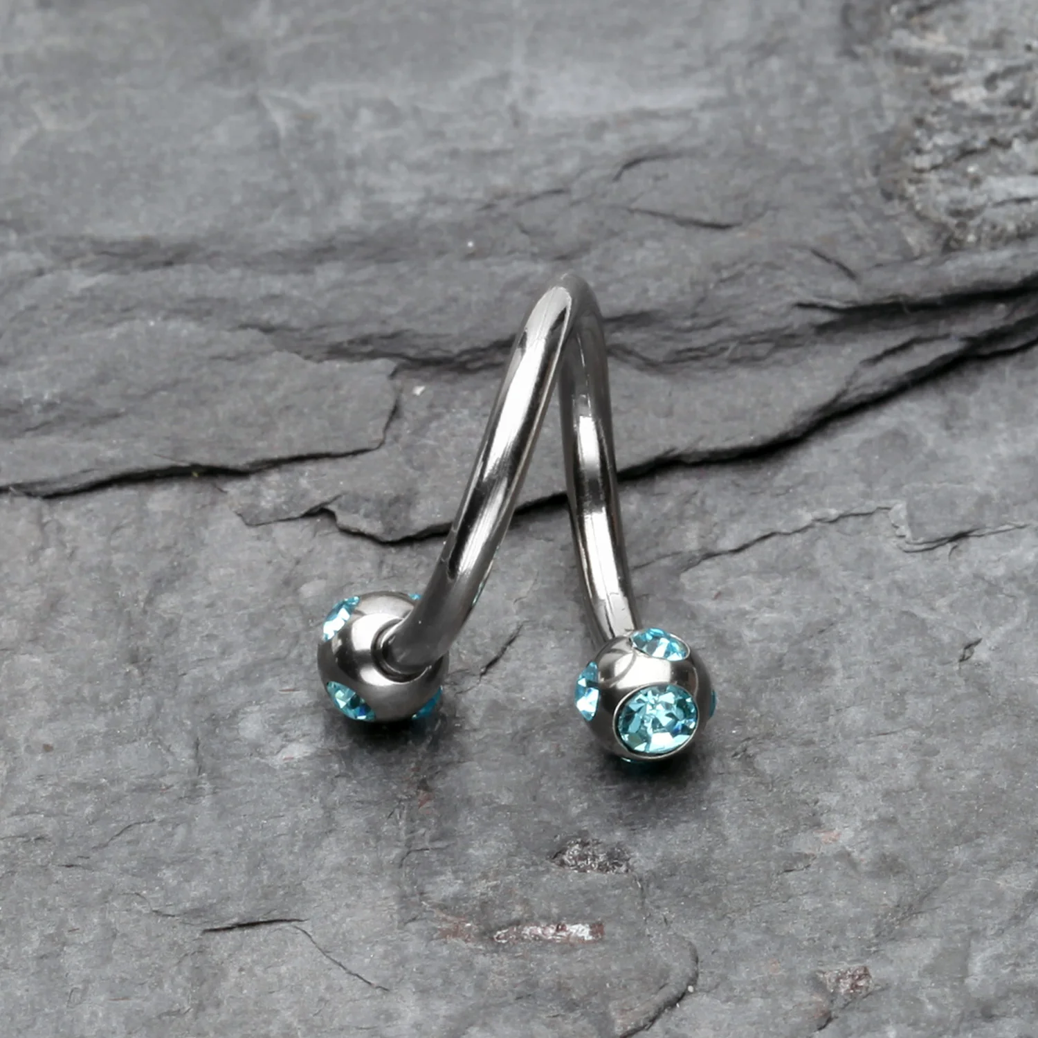 Aurora Gem Ball Steel Twist Spiral Ring - Image 2