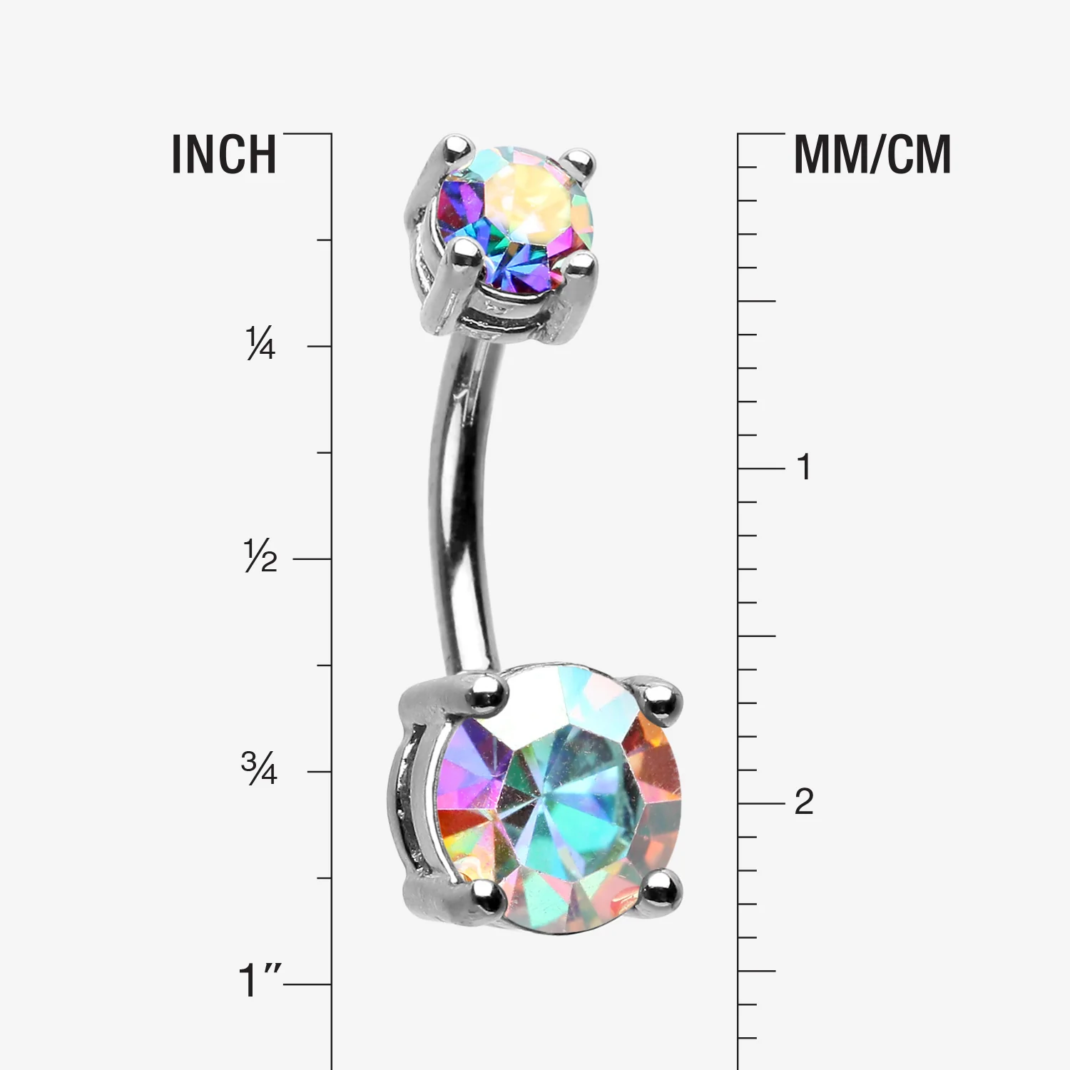 Aurora Sparkle Prong Set Belly Button Ring - Image 2