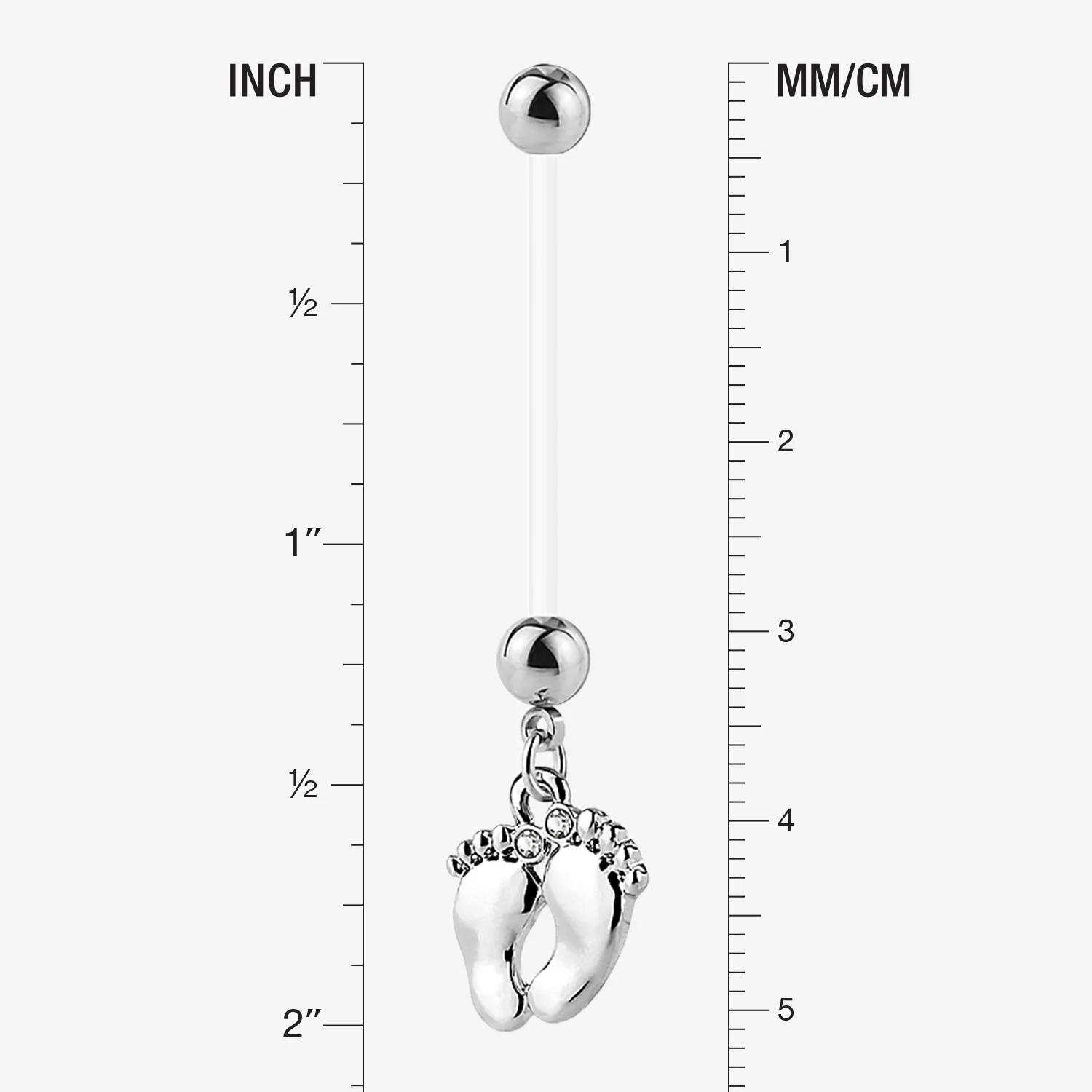 Baby Feet Sparkle Dangle Bio-Flex Pregnancy Belly Button Ring - Image 2