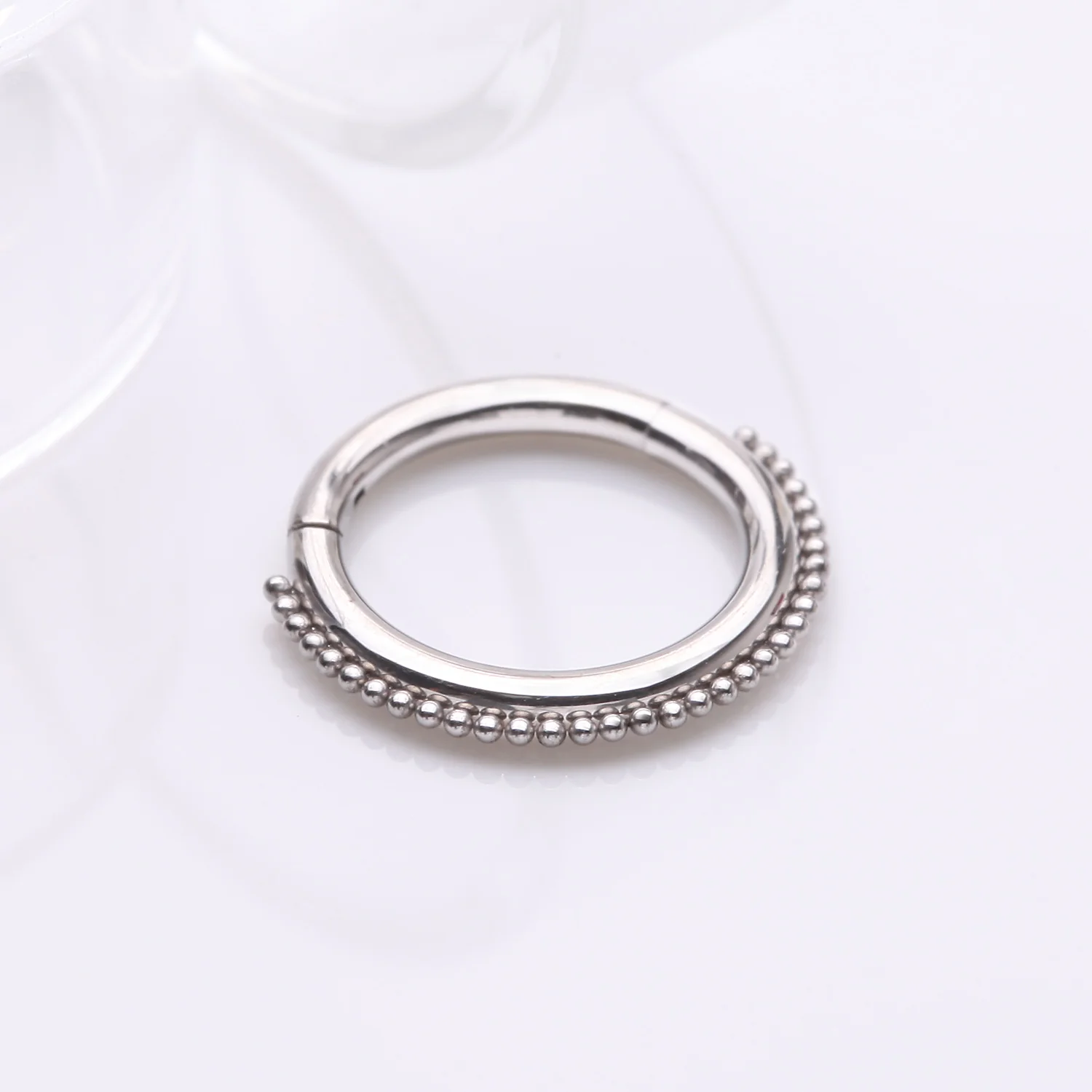 Bali Beaded Ball Essence Steel Clicker Hoop Ring - Image 2