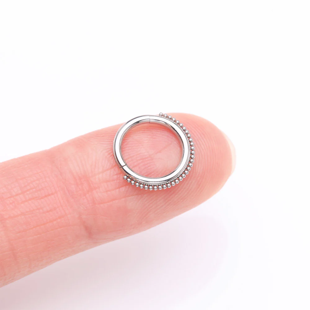 Bali Beaded Ball Essence Steel Clicker Hoop Ring - Image 3