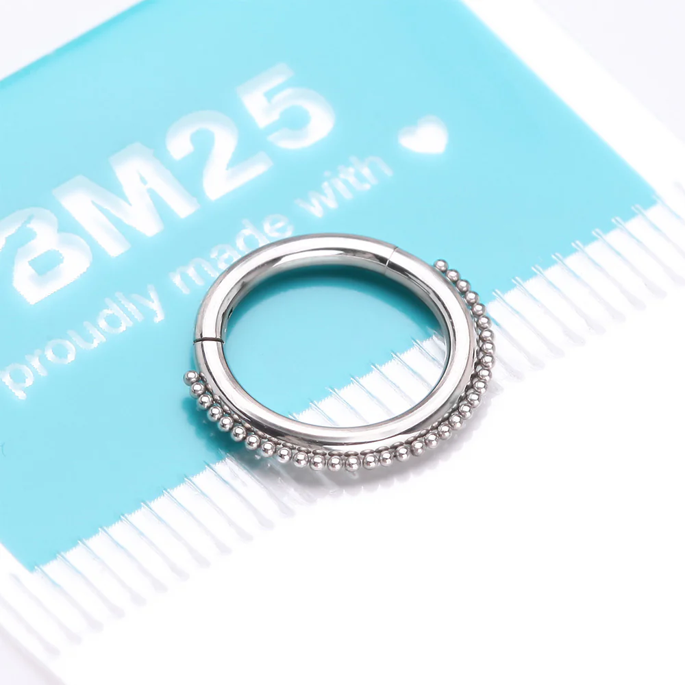 Bali Beaded Ball Essence Steel Clicker Hoop Ring - Image 5
