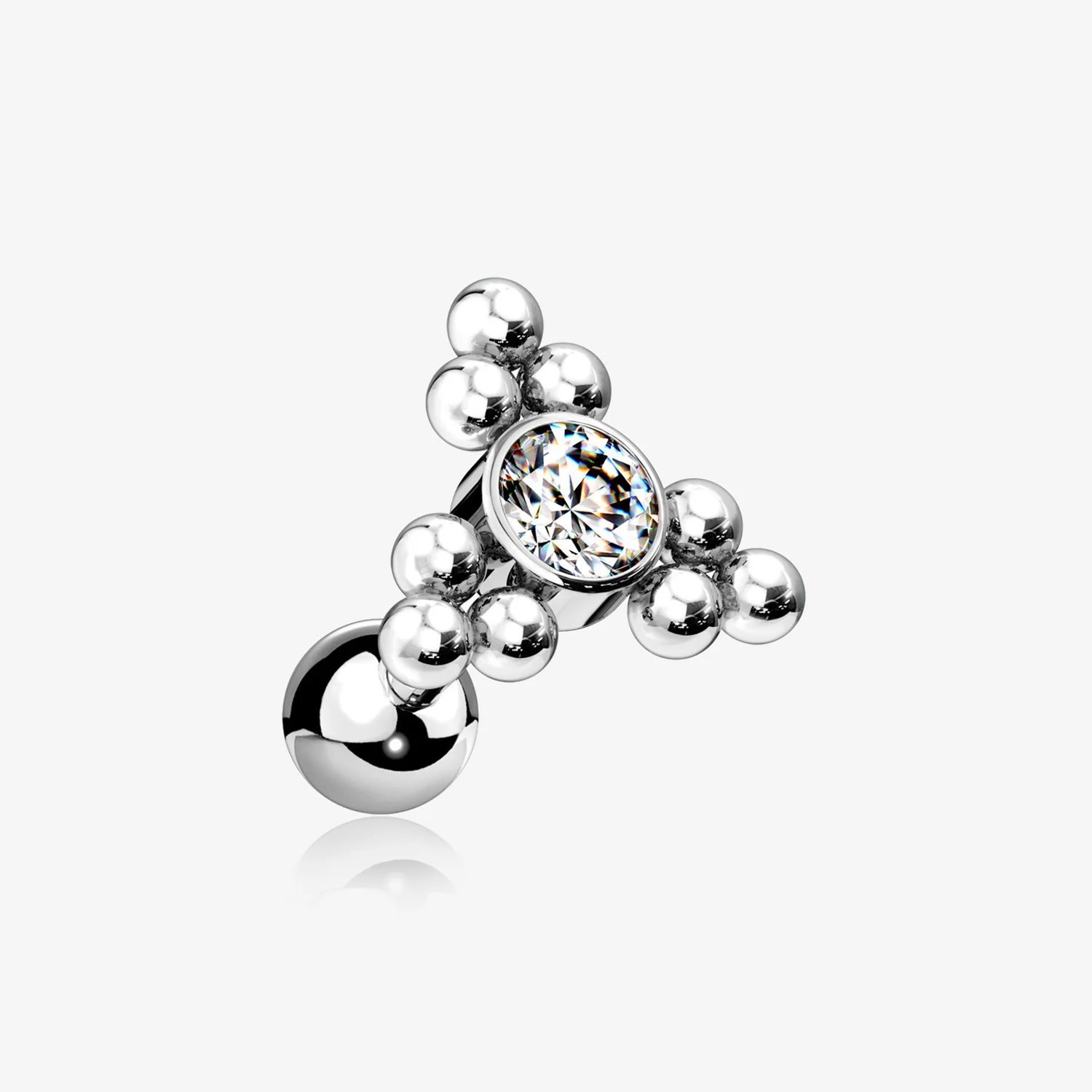 Bali Beads Triangle Sparkle Cartilage Tragus Barbell Earring