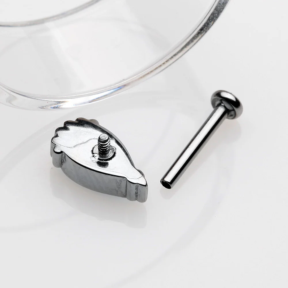 Bali Mandala Teardrop Sparkle Internally Threaded Steel Micro Labret - Image 3