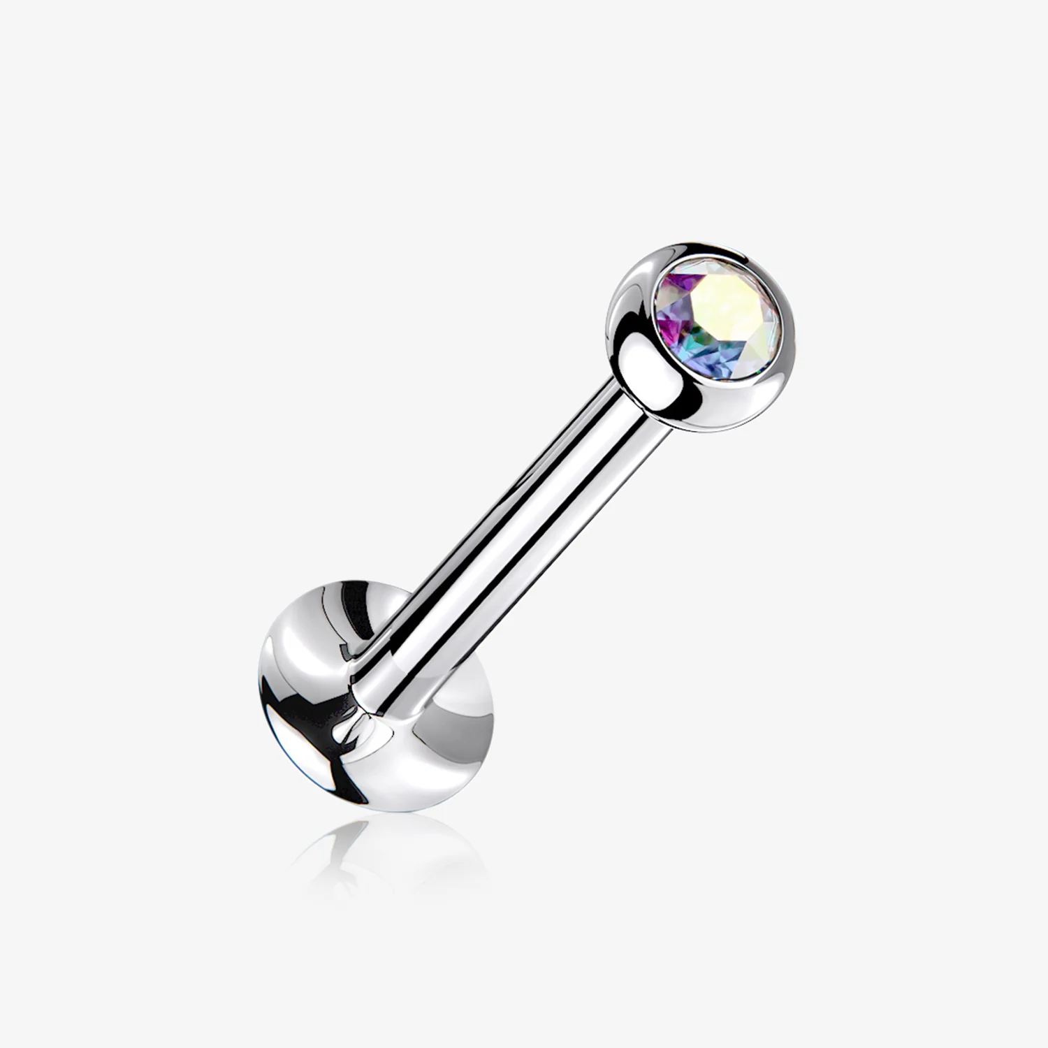 Basic Gem Ball Top Threadless Push-In Steel Labret