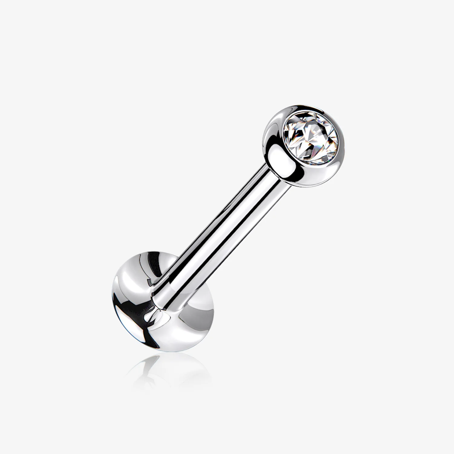 Basic Gem Ball Top Threadless Push-In Steel Labret