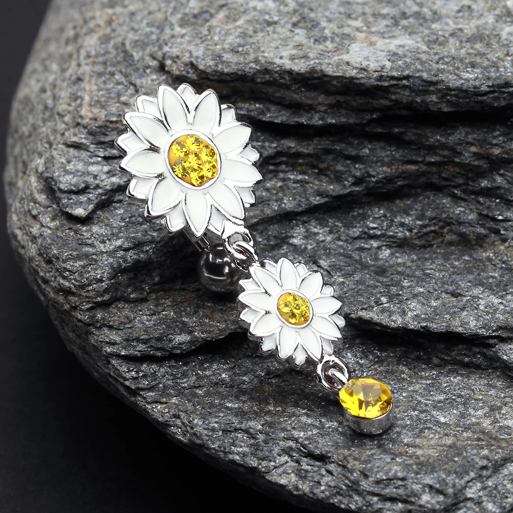 Beach Sunflower Reverse Belly Button Ring - Image 3