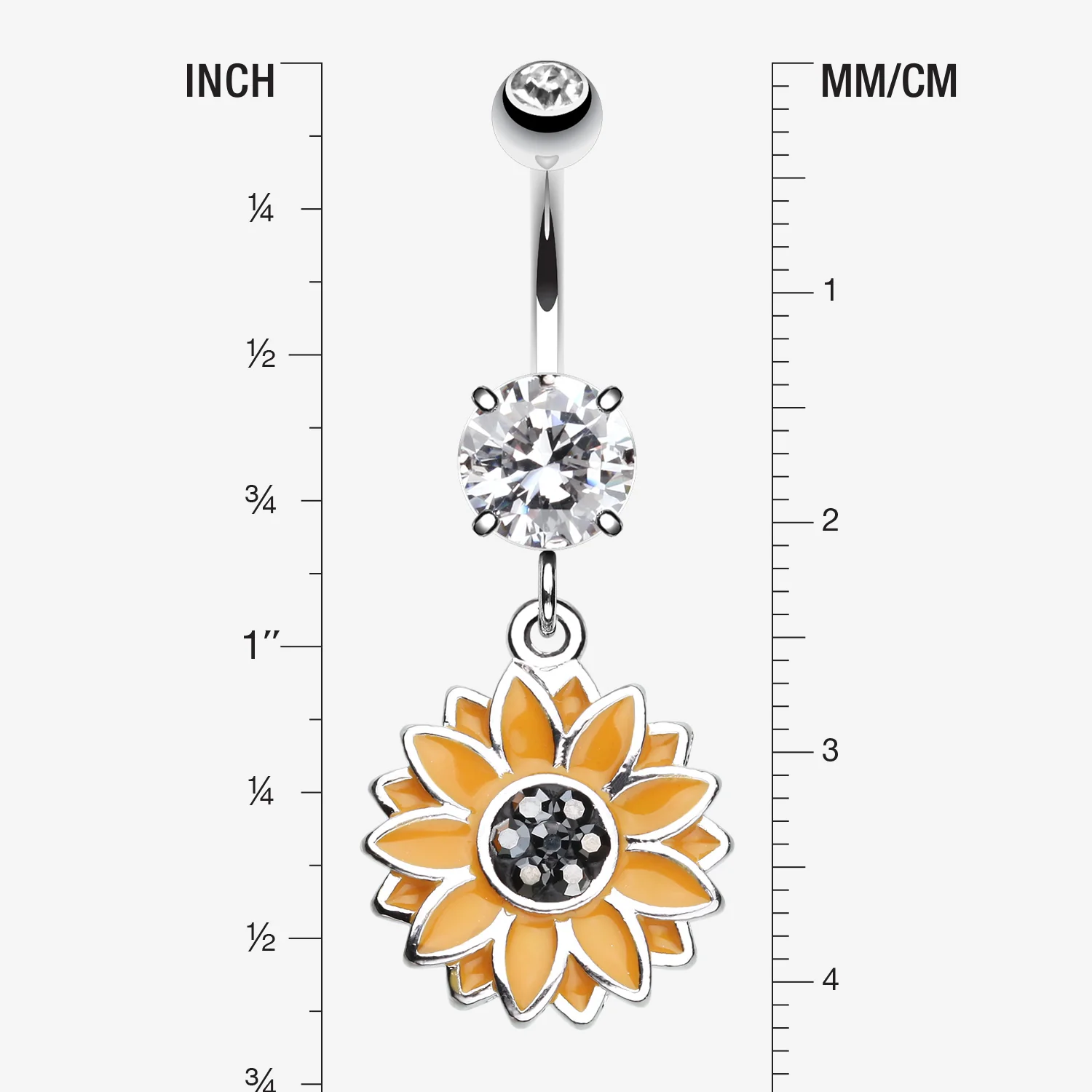 Beach Sunflower Sparkle Belly Button Ring - Image 2