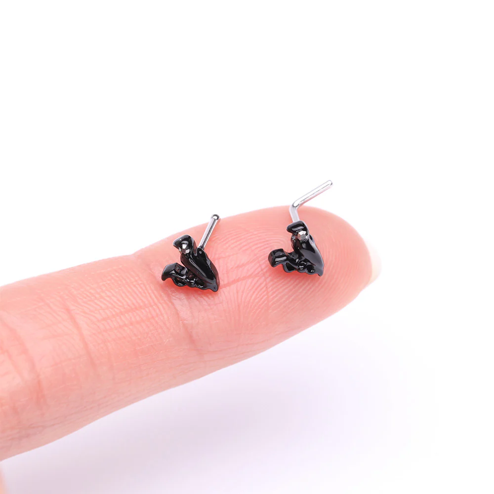 Black Raven Sparkle Nose Stud Ring - Image 3