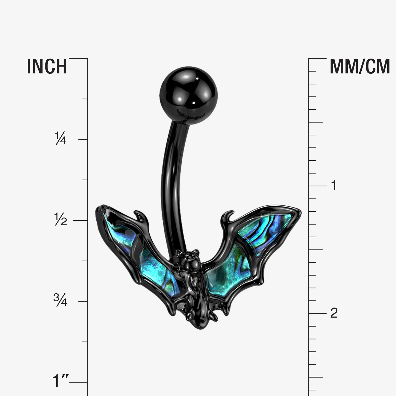 Blackline Abalone Night Bat Belly Button Ring - Image 2