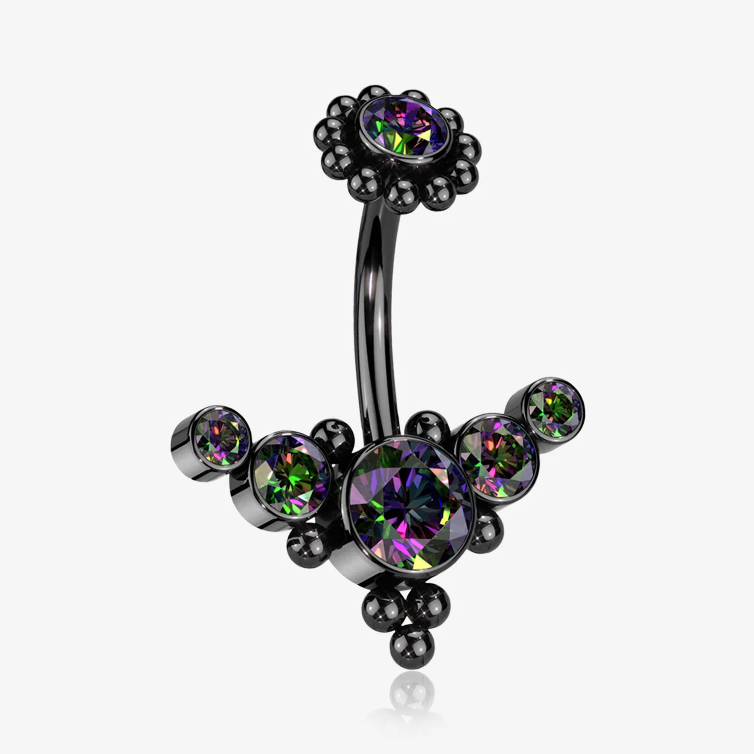 Blackline Bali Beaded Flora Sparkle Internally Threaded Belly Button Ring