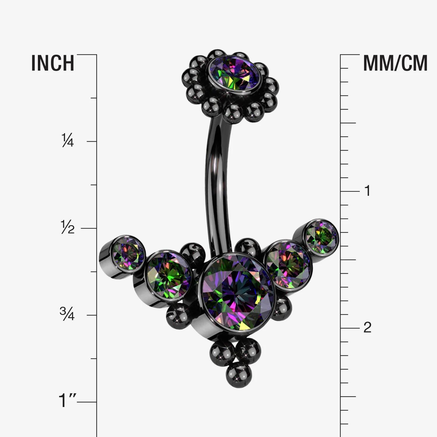 Blackline Bali Beaded Flora Sparkle Internally Threaded Belly Button Ring - Image 2