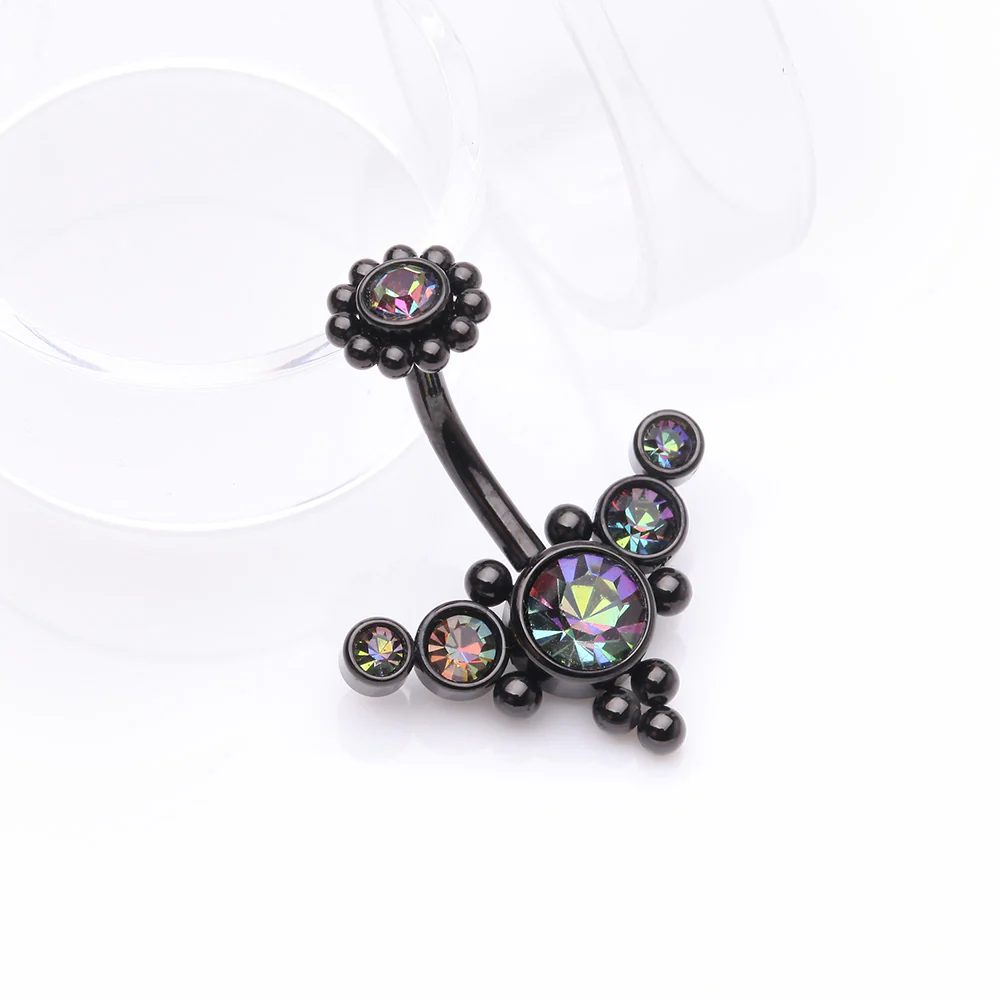 Blackline Bali Beaded Flora Sparkle Internally Threaded Belly Button Ring - Image 3